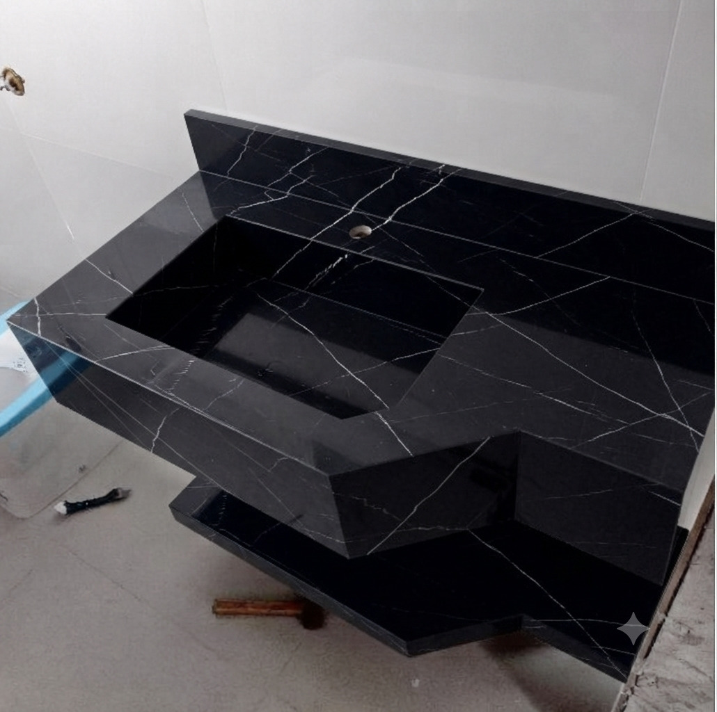 Custom Bathroom Vanity Featuring Marquina-Black-Sintered in Johor Bahru